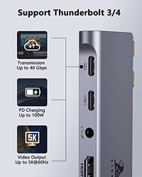 USB C Hub Adapter for MacBook Pro/Air M1M2M3 2022 2021 2020 13"15"16",Multiport MacBook Adapter MacBook Accessories with 4K HDMI,3USB3.0,Audio,100W Thunderbolt-Enabled USB-C,Support MagSafe 3 Charging thumbnail 3
