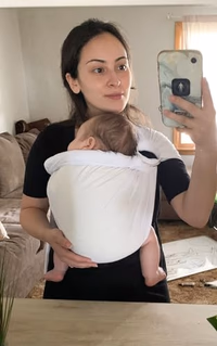 Baby Water Ring Sling Carrier | Lightweight Breathable Mesh Baby Wrap for Infant, Newborn, Kids and Toddlers | Perfect for Summer, Swimming, Pool, Beach | Great for Dad Too White thumbnail 2