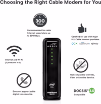 ARRIS (SBG10-RB) - Modem Router Combo - DOCSIS 3.0 16 x 4 Gigabit & AC1600 WiFi, [Check with your provider for compatibility]400 Mbps Max Internet Speeds - Renewed thumbnail 3