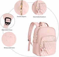 MATEIN Bowknot Cute Backpack Purse, Fashion Mini Shoulder Bag, Waterproof Lightweight Travel Daily Backpack College Handbag for Ladies Women, 2pcs Sets, Pink thumbnail 3