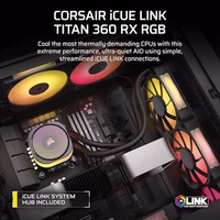 CORSAIR iCUE Link Titan 360 RX RGB Liquid CPU Cooler – 360mm AIO – Low-Noise – FlowDrive Cooling Engine – Intel LGA 1851/1700, AMD AM5/AM4 – 3X RX120 RGB Fans – iCUE Link System Hub Included – Black thumbnail 2