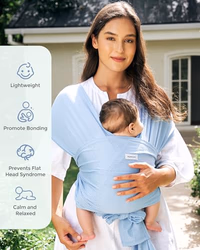 Momcozy Baby Carrier AirMesh - The Perfect Summer Water Sling for Newborns to Toddler 8-35 lbs - Cooling, Breathable and Lightweight Baby Wrap, Nice for Summer, Pool, Beach, Swimming, Light Blue thumbnail 3