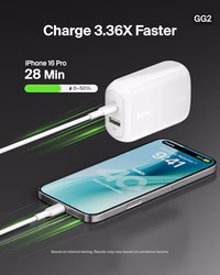 Belkin 42W Dual Port Charger Block, USB-C + USB-A Charger Super Fast Charging - Samsung Galaxy S25, Apple iPhone 17, Air, Pro, Pro Max, iPad, AirPods, Apple Watch, Nintendo Switch 2 & More - White thumbnail 2