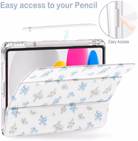 Feams for iPad A16 11th Generation 11 Inch Case 2025, iPad 10th Generation 10.9 Inch 2022, Slim Clear Back Cover with Pencil Holder & Auto Sleep, Blue Blossom thumbnail 5