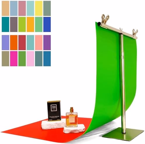 24 Colors Small Product Backdrops Photography Background Paper with Stand 12PCS 34x17inch Flat Lay Backdrop for Cosmetics Jewelry Products and Food