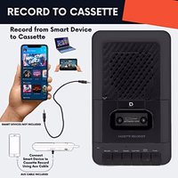 Portable Cassette Player Tape Recorder. Record to Cassettes via Mic or Aux in. Built-in Speaker to Listen to Cassettes. Includes External Mic, Aux in Cable and AC Adapter thumbnail 4