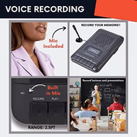 Portable Cassette Player Tape Recorder. Record to Cassettes via Mic or Aux in. Built-in Speaker to Listen to Cassettes. Includes External Mic, Aux in Cable and AC Adapter thumbnail 3