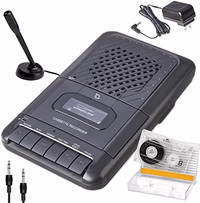 Portable Cassette Player Tape Recorder. Record to Cassettes via Mic or Aux in. Built-in Speaker to Listen to Cassettes. Includes External Mic, Aux in Cable and AC Adapter thumbnail 1