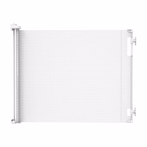 Retractable Baby Gate Perma Child Safety 33" Tall x 71” Wide, Mesh, for Stairs, Doorways, Dogs, Pets, Indoor, Outdoor, One-Handed Operation, Locking, Easy Install, Hardware Mount, Gray thumbnail 4