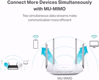 TP-Link AC1200 WiFi Router (Archer A54) - Dual Band Wireless Internet Router, 4 x 10/100 Mbps Fast Ethernet Ports, EasyMesh Compatible, Support Guest WiFi, Access Point Mode, IPv6 & Parental Controls thumbnail 5