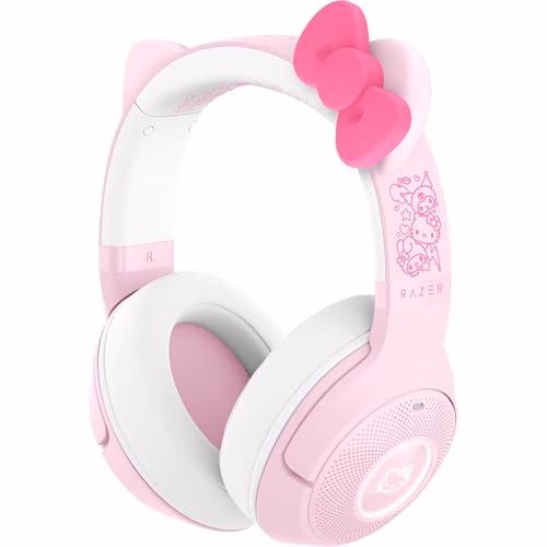 Razer Kraken Kitty V2 BT Wireless RGB Headset: Chroma RGB - Bluetooth 5.2-40 mm Drivers - 40 Hr Battery w/Type C Charging - Hello Kitty & Friends Edition