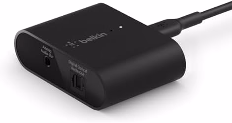 Belkin SoundForm Connect AirPlay 2 Adapter & Airplay 2 Receiver - Wireless Streaming for Apple Devices to Bluetooth Speakers - Optical & 3.5mm Speaker Inputs for iPhone 17, 16, MacBook Pro, & More