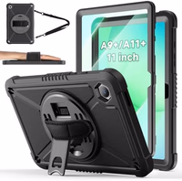 ZtotopCases for Samsung Galaxy Tab A11+ Plus/A9+ 11-Inch 2025/2023, Shockproof Hard Duty Case with Screen Protector+360 Rotating Hand Strap&Stand+Shoulder Strap for Tab A11+/A9 Plus Tablet, Black thumbnail 1