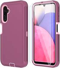 ONOLA Compatible with Samsung Galaxy A14 5G Case with HD Screen Protector, Heavy Duty Shockproof & Dropproof 3-Layer Cover Phone Case for Samsung A14,WineRed Pink thumbnail 1