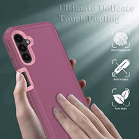 ONOLA Compatible with Samsung Galaxy A14 5G Case with HD Screen Protector, Heavy Duty Shockproof & Dropproof 3-Layer Cover Phone Case for Samsung A14,WineRed Pink thumbnail 5
