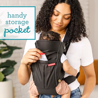 Infantino Swift Classic Carrier with Pocket, 2-Ways to Carry Carrier with Wonder Bib & Essentials Storage Front Pocket for Babies 8-25lb, Adjustable Strap, Black thumbnail 2