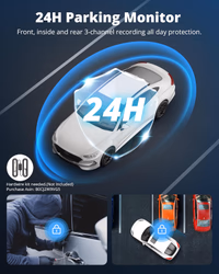 Dash Cam Front and Rear Inside, 3-Channel 2.5K FHD Dash Camera for Cars with 2 Screen thumbnail 2