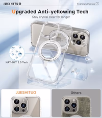 JUESHITUO 3 in 1 for iPhone 16 Pro Case, [Non-Yellowing] 360° Rotatable Magnetic Ring Stand with [1X Screen Protector + 1X Camera Lens Protector], 6.3" iPhone 16 pro case Clear thumbnail 4