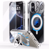 JUESHITUO 3 in 1 for iPhone 16 Pro Case, [Non-Yellowing] 360° Rotatable Magnetic Ring Stand with [1X Screen Protector + 1X Camera Lens Protector], 6.3" iPhone 16 pro case Clear thumbnail 1
