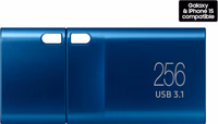 Samsung Type-C USB Flash Drive, 256GB, Transfers 4GB Files in 11 Secs w/Up to 400MB/s USB 3.2 Gen 1 Read Speeds, Compatible w/USB 3.0/2.0, Waterproof, 2022, Blue, MUF-256DA/AM thumbnail 1