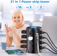 Tower Power Strip Surge Protector with 16 Outlets and 5 USB Ports (2 USB-C), 6FT Extension Cord with Multiple Outlets,Heavy Duty Charging Station,Home Office Dorm Room Essentials. No Wireless Charging thumbnail 2