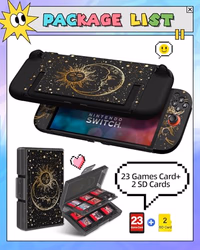 Gurgitat 6in1 Kits Accessories Bundle for Nintendo Switch 2 2025 - Cute Carrying Case, Protective Cover, Joy Con Grips, Thumb Grips, 24 Game Holder, Shoulder Strap Teens Boys Girls, Sun Moon thumbnail 5