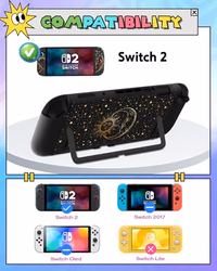 Gurgitat 6in1 Kits Accessories Bundle for Nintendo Switch 2 2025 - Cute Carrying Case, Protective Cover, Joy Con Grips, Thumb Grips, 24 Game Holder, Shoulder Strap Teens Boys Girls, Sun Moon thumbnail 2