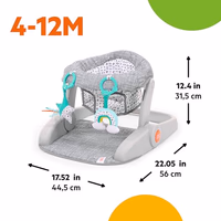 Bright Starts Learn-to-Sit Baby Floor Seat, 2-Positions Grow with Infant, Portable Baby Chair, Includes Sensory Toys, Unisex, 4-12 Months, Gray thumbnail 3