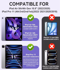 Case for iPad Air 5th/4th Generation Case (2022/2020) 10.9'', for iPad Pro 11 Inch (4th/3rd/2nd/1st Gen), Hard Sturdy Slim Cover for iPad Air 5 4 th with Pencil Holder/Stand, Purple Glitter thumbnail 2