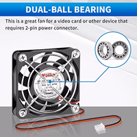 Wathai 60mm 12V Dual Ball Bearing High Speed DC Exhaust Cooling Fan (60x60x15mm, 4500RPM, 24.8CFM, 32dBA) for Desktops, Laptops thumbnail 4
