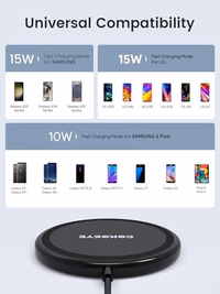 Wireless Charger, 15W Max Fast Wireless Charging Pad 2-Pack Compatible with iPhone 17/17 Air/17 Pro/17 Pro Max/16/15/14/13/12/Samsung S24/S24Ultra/S23Ultra/S22/S21,AirPods Pro2 thumbnail 3