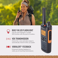 Cobra RX680 Walkie Talkies (2-Pack) - Rugged & Splashproof Two Way Radios Long Range, IP54 Water Resistant Design, 60 Pre-Programmed Channels, Weather Alerts, Included Charging Dock (Black/Orange) thumbnail 4