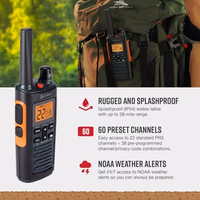 Cobra RX680 Walkie Talkies (2-Pack) - Rugged & Splashproof Two Way Radios Long Range, IP54 Water Resistant Design, 60 Pre-Programmed Channels, Weather Alerts, Included Charging Dock (Black/Orange) thumbnail 3