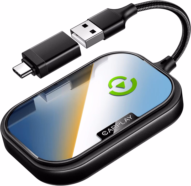 Wireless CarPlay Adapter for Apple iPhone, Converts Factory Wired CarPlay to Wireless CarPlay 2024 Upgrade Plug & Play Auto Connect for Cars from 2015 & iPhone iOS 10+ Black Not for Tesla & Andorid