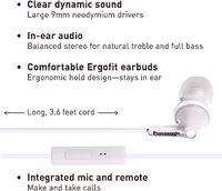 Panasonic ErgoFit Wired Earbuds With Microphone, 3.5mm Jack Wired Headphones with Mic and Call Controller, Ergonomic Custom-Fit Earpieces (S/M/L), for Phones and Laptops - RP-TCM125-W (White) thumbnail 2