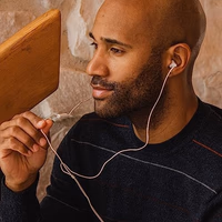 Panasonic ErgoFit Wired Earbuds With Microphone, 3.5mm Jack Wired Headphones with Mic and Call Controller, Ergonomic Custom-Fit Earpieces (S/M/L), for Phones and Laptops - RP-TCM125-W (White) thumbnail 5