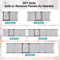 COMOMY 150" Extra Wide Baby Gate with Door, Dog Gates for The House Doorways Fireplace, Auto Close Baby Fence Play Area, Walk Through Pet Gate, Hardware Mounted, 6-Panels (30" Tall, Black) thumbnail 3