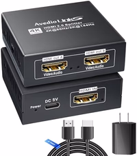 HDMI Splitter 1 in 2 Out 4K@60Hz w/ 4ft HDMI Cable, HDCP Bypass HDMI Audio Splitter for Soundbar, Support Dobly Vision/Atmos 7.1ch,Down Scaler 4K 1080P Sync, 2K@144Hz,Work for Firestick, PS4/5, Roku thumbnail 1
