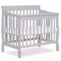 Dream On Me Aden 4-in-1 Convertible Mini Baby Crib, GREENGUARD Gold & BSA Certified, Sustainable Pinewood, Non-Toxic Finish, 3 Mattress Heights, Converts to Mini Day & Twin-Size Bed - Grey thumbnail 1