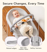 Mallify Wipe-Clean Baby Changing Pad, Waterproof Durable PU Pad, Soft & Non-Slip Safety Belt & Hanging Toys, Easy to Adjust & Removable Bar, Gray thumbnail 3