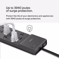 Belkin 12-Outlet Surge Protector Power Strip w/ 12 AC Outlets & 8ft Flat Plug, UL-listed Heavy-Duty Extension Cord for Home, Office, Travel, Computer, Laptop, Charger - 3,940 Joules of Protection thumbnail 3