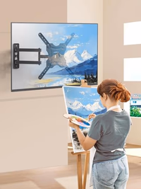 Full Motion TV Wall Mount, TV Mount for 26-55 inch LED TVs Monitors, Tv Brackets for Wall Mount with VESA 400x400mm up to 77lbs, Swivel Tilt Extension with Articulating Arms thumbnail 5