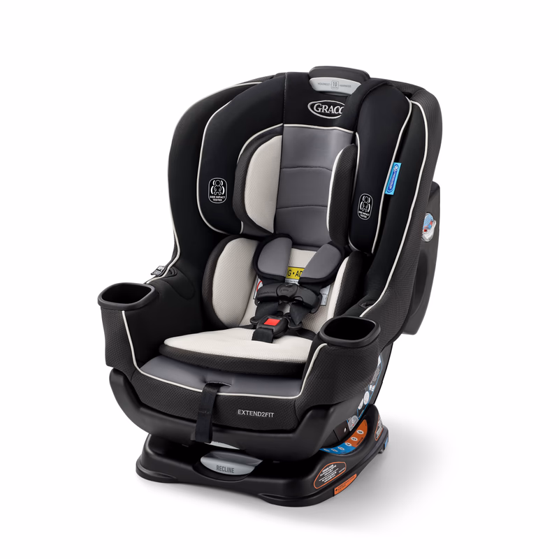 Graco Extend2Fit Convertible Car Seat, Rear and Forward Facing Car Seat with Adjustable Extension Panel for Extra Legroom, Great Gift for Baby Shower or Baby Registry, Gotham
