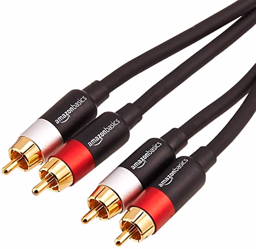Amazon Basics 2 RCA Audio Cable for Amplifier,Active Speakers or Subwoofer with Gold-Plated Plugs, 15 Feet, Black