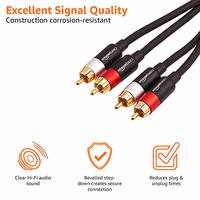 Amazon Basics 2 RCA Audio Cable for Amplifier,Active Speakers or Subwoofer with Gold-Plated Plugs, 15 Feet, Black thumbnail 3