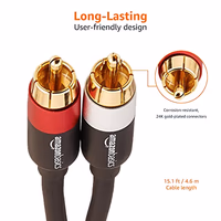 Amazon Basics 2 RCA Audio Cable for Amplifier,Active Speakers or Subwoofer with Gold-Plated Plugs, 15 Feet, Black thumbnail 5