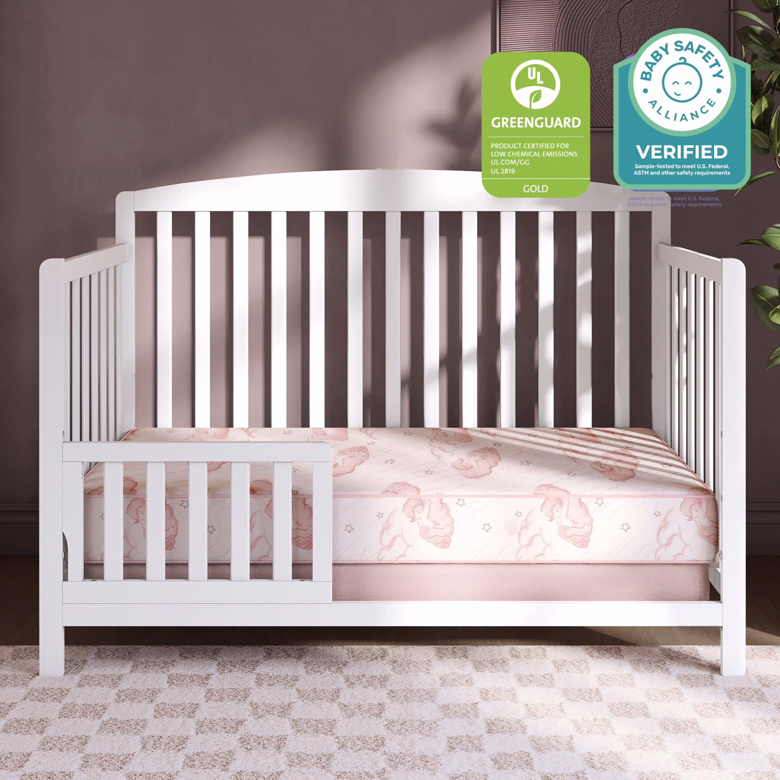 Dream On Me Twilight 80 Coil Spring Crib and Toddler Bed Mattress, Wave Pink, 5" thumbnail 4