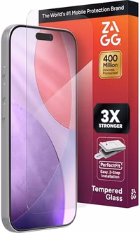 ZAGG Glass+ Screen Protector for iPhone 17 Pro - 3X Stronger, Impact & Shatter Protection, Scratch & Smudge-Resistant iPhone Tempered Glass, InvisibleShield, Easy PerfectFit Install thumbnail 1