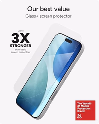 ZAGG Glass+ Screen Protector for iPhone 17 Pro - 3X Stronger, Impact & Shatter Protection, Scratch & Smudge-Resistant iPhone Tempered Glass, InvisibleShield, Easy PerfectFit Install thumbnail 3