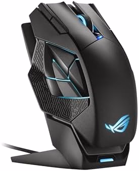 ASUS ROG Spatha X Wireless Gaming Mouse – MMO/MOBA Design, 12 Programmable Buttons, Right-Handed, 168g, Dual-Mode (Wired/2.4GHz), 19K DPI, up to 67Hr Battery, Magnetic Charging Dock, PC/Mac Support